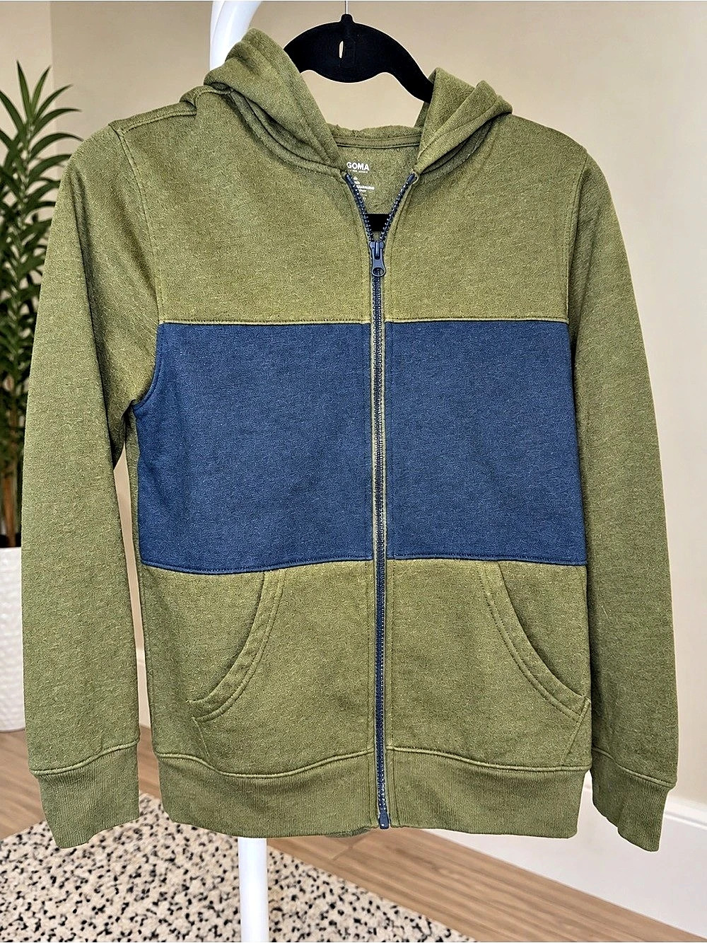 Sonoma The Supersoft Hoodie Color Block Green & Blue Medium Like New